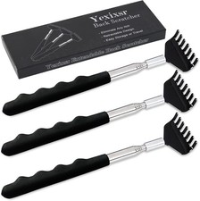 3 Pack Extendable Back Scratcher, Stainless Steel Portable Telescoping Back