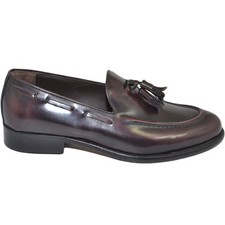 Scarpe uomo mocassino eleganti bordeaux bon bon nappe abrasivato vera pelle luci