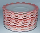 11 Vintage Hazel Atlas Crinoline/Petticoat/Ripple Pink White Saucer Plates