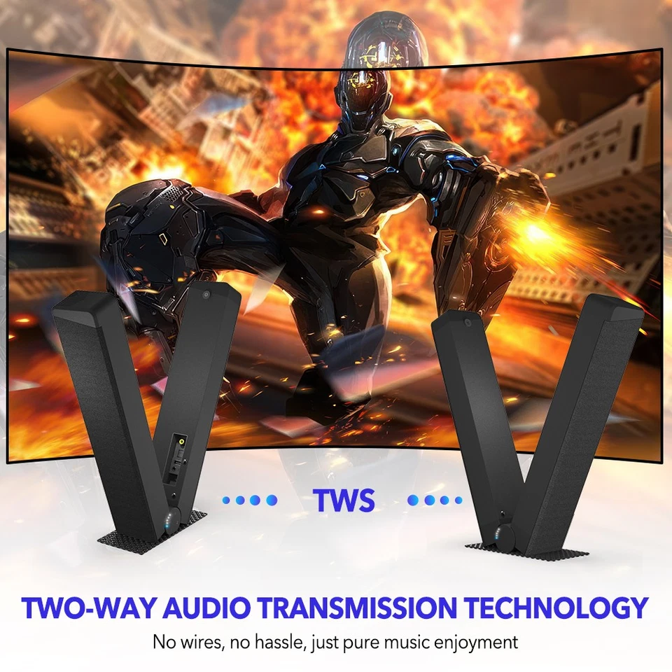 Bluetooth Soundbar für TV Geräte 2.0 Stereo Lautsprecher 3D-Surround-Soundsystem - Bild 4 von 4