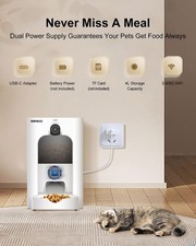 Timed Automatic Cat Dog Feeders 4L Dry Food Dispenser App Control With Camera