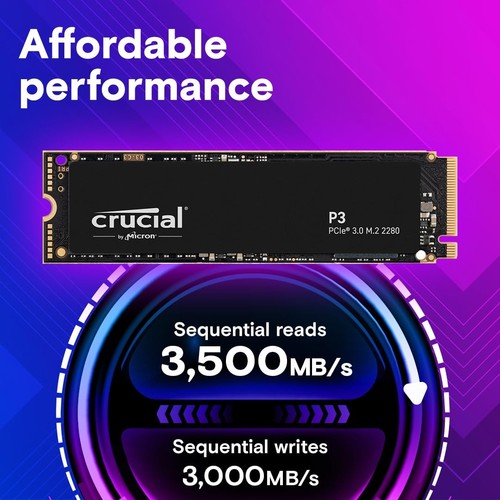 Crucial P3 4TB M.2 PCIe Gen3 NVMe Interne SSD, Bis zu 3500MB/s - CT4000P3SSD8 - Photo 2/6