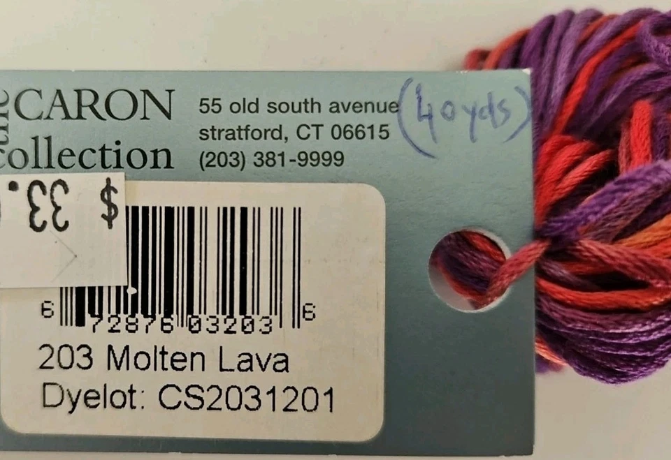 40 YARD SKEIN Caron Waterlilies MOLTEN LAVA #203 12-Ply Handpainted Silk Thread - Image 4 of 4