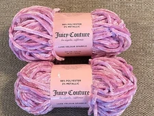 2- Juicy Couture Violet Tuile Sparkle Luxe Velour Yarn RARE Joann Gorgeous NEW