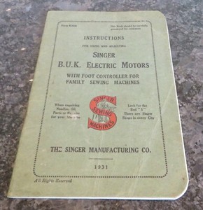 Vintage Nähmaschine Singer K3691 B.U.K Elektromotoren Bedienungsbuch