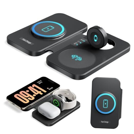 3 в 1 беспроводная зарядная станция для Apple для iPhone15/14/13/12 черный