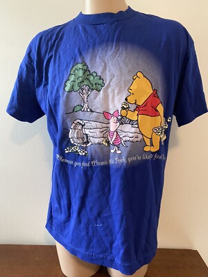 VINTAGE 90s BRAZOS SPORTSWEAR POOH DISNEY SHIRT SZ L MADE IN USA 