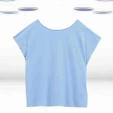 Ex Hush Women’s Back Scoop Detail Cotton T-Shirt in Blue (Defect)