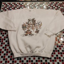 Vtg 90's Tultex Snowman Sweatshirt Ugly Christmas Sweater Party XL 50/50 USA
