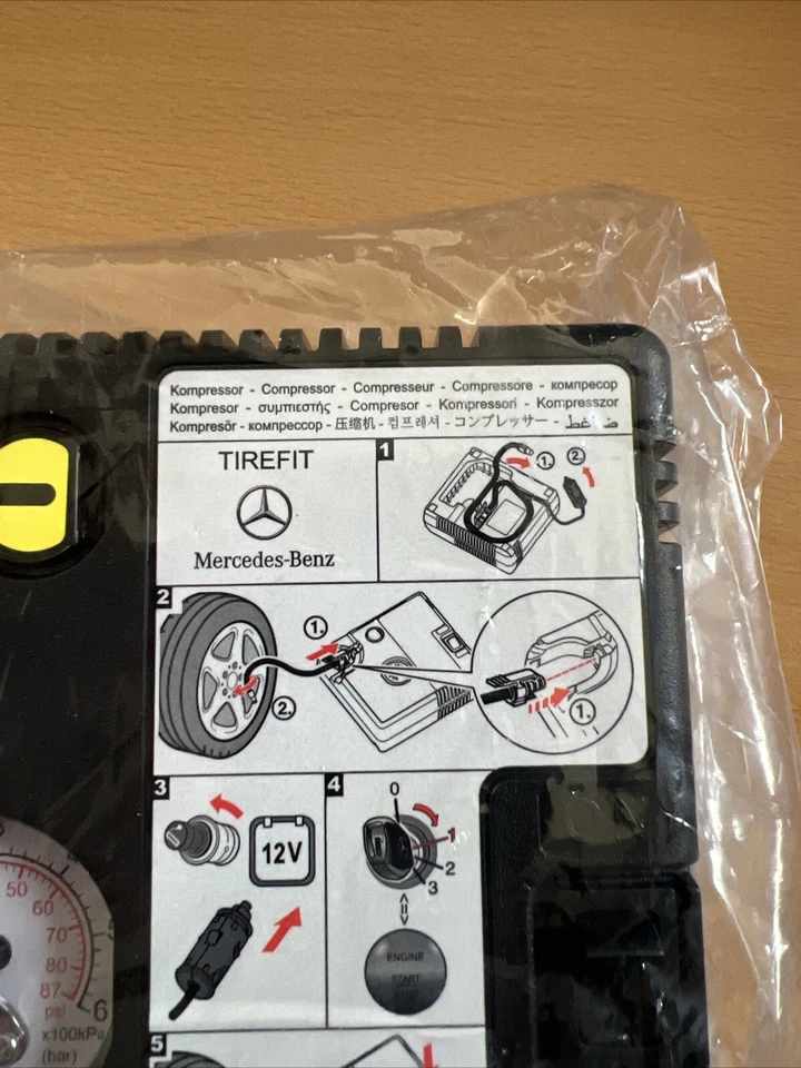 Mercedes Benz original breakdown kit Tirefit 12V tire inflator compressor A0005838200 Q001 - Image 4 of 4