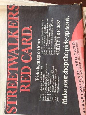 H1j Ephemera 70er Jahre Musik Artikel Streetwalkers rote Karte Abholung auf Tour