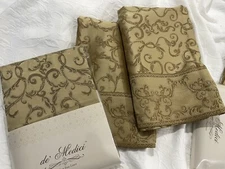 $600 De Medici Italy New 3pc Standard Shams 100% Cotton Sateen Gold 20x27”