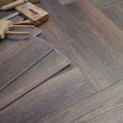 2 Fuß Kastanienbraun Eiche LVT klassisches Herringbone | kommerzieller SPC Steinkern LH75