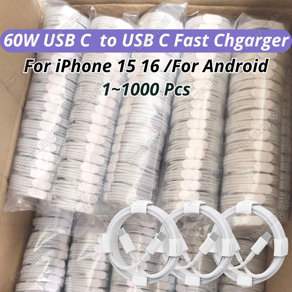1-1000 Lot USB-C Type C Cable PD Fast Charger Cord For iPhone 15 16 Pro Samsung