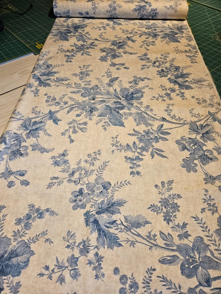 Coral Harbour Fabric Ralph Lauren NOS Blue Floral Cotton Twill BY THE YARD - Image 4 of 4