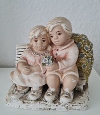 Alice Börngen Figur Pärchen auf der Gartenbank, Vintage, Naturstein