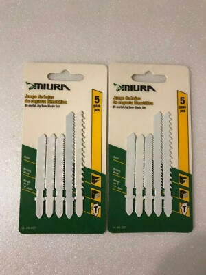 MIURA T-SHANK BI-METAL JIG SAW BLADE SET WOOD / METAL CUTTING 10 PC ASSORTMENT