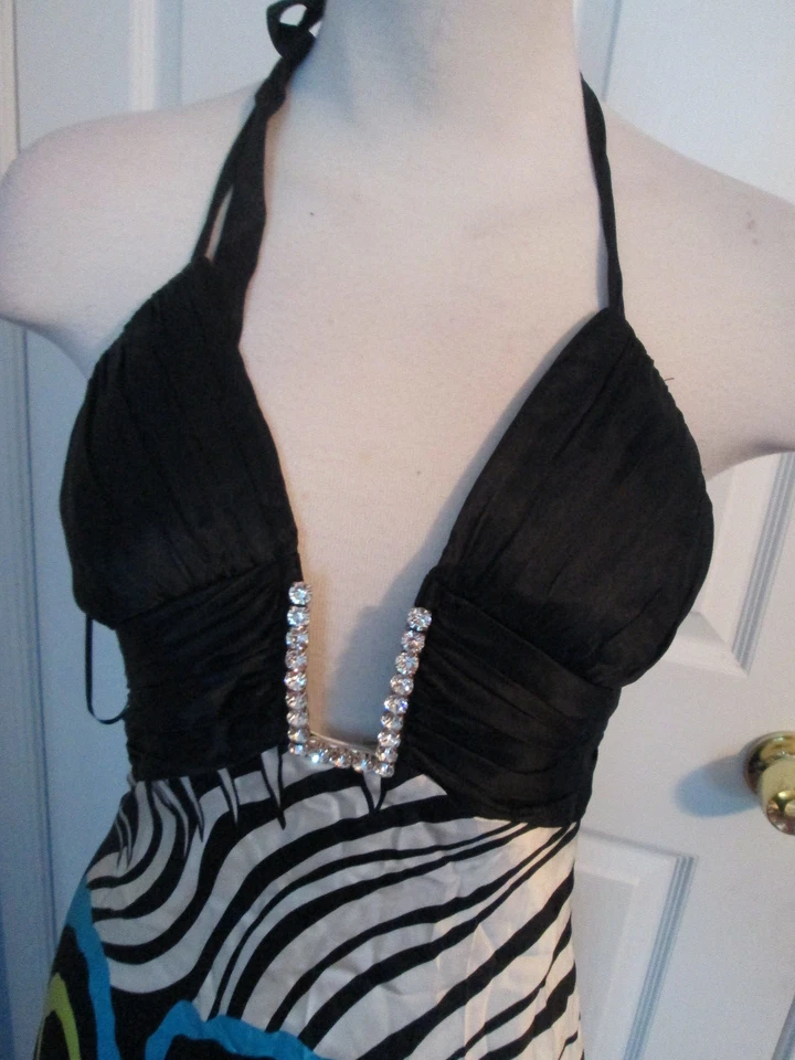 кэш выпускное платье возвращение домой шелковое платье абстрактный дизайн вид 2 #565 - Изображение 2 из 4