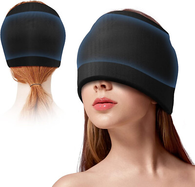 Jofreku Migraine Headache Ice Head Wrap Hat Hot or Cold Therapy
