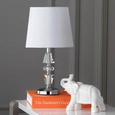 SAFAVIEH Crescendo Tiered Crystal Lamp Set of 2  Clear / White 
