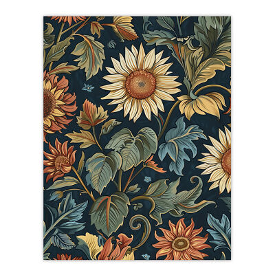 Sunflowers in Leaves Painting Classic Vintage Wall Art Poster Print