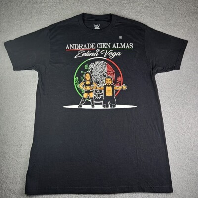 WWE Andrade Cien Almas & Zelina Vega T-Shirt Mens Size Large Black