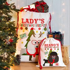 Personalised Dog Christmas Sack Poodle Treat Stocking Xmas Puppy Present Bag