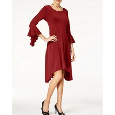 ALFANI NEW Women's Bell-sleeve Asymmetrical Shift Dress TEDO