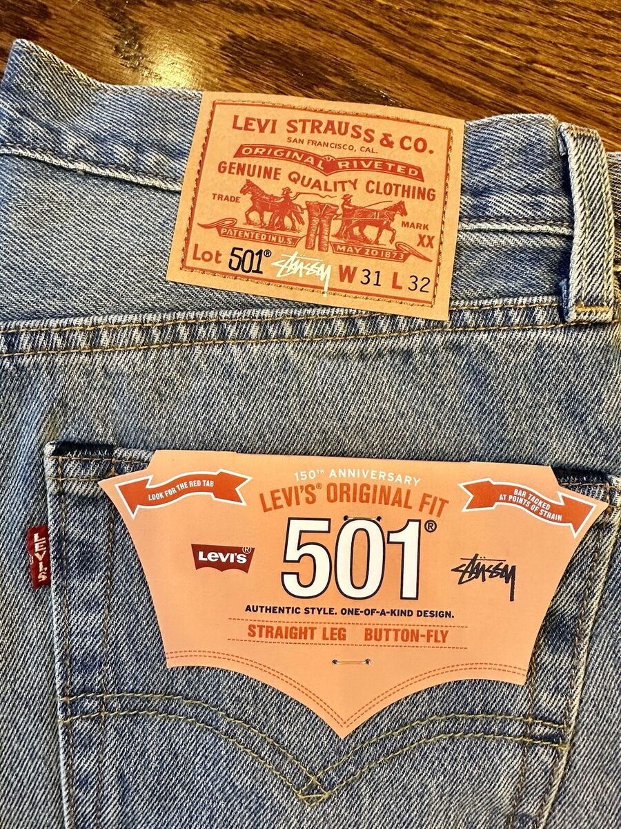 Stussy x Levis Embossed 501 Denim Jeans 150th Anniversary Stussy x Levis Embossed 501 Denim Jeans 150th Anniversary