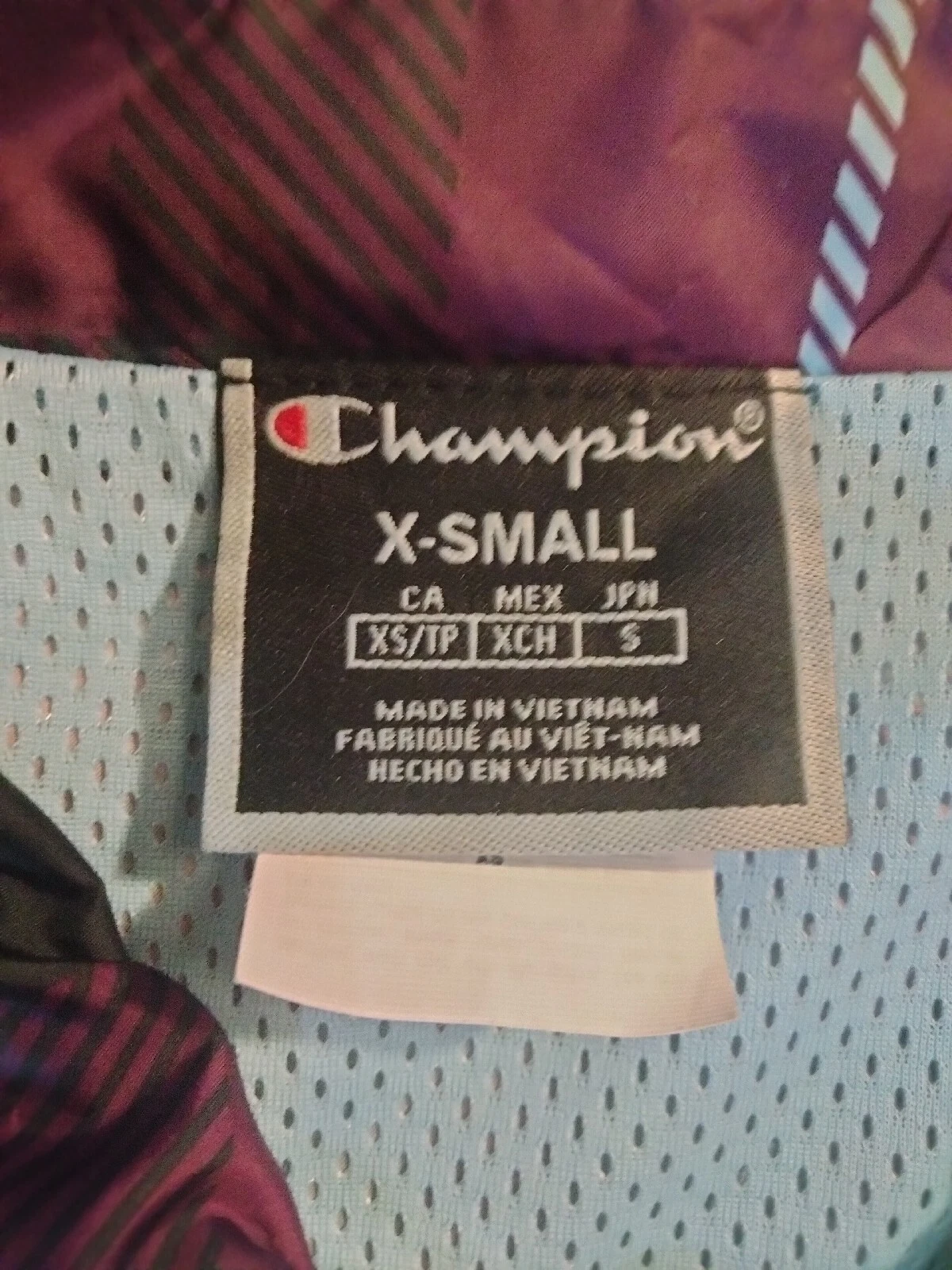 Giacca Champion Coach viola a quadri taglia XS