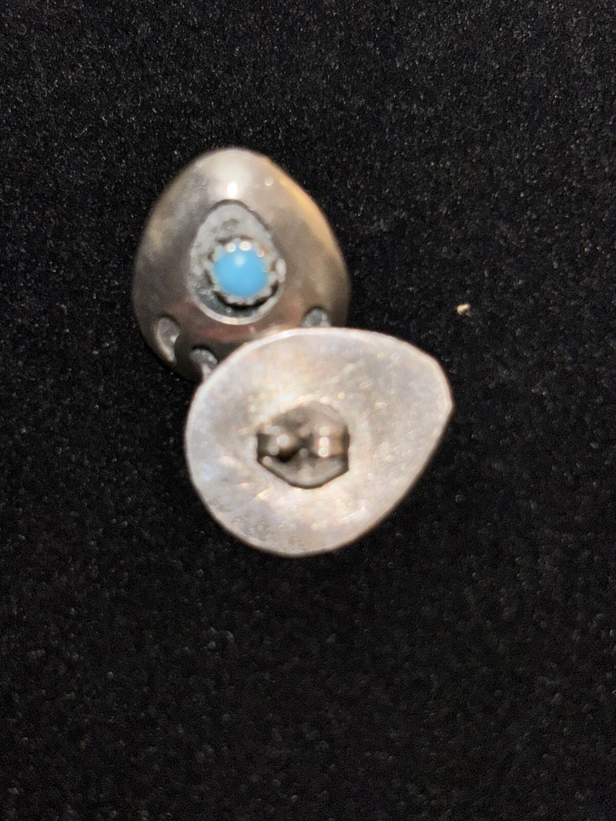 Authentic Turquoise Shadowbox Bear Claw Stud Earr… - image 5