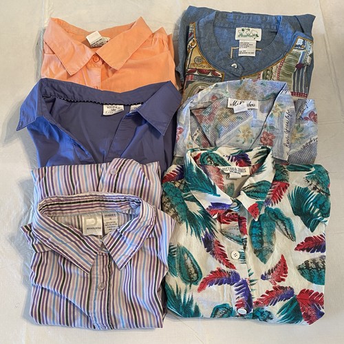 Wholesale Lot of 6 Women's Button Down Tops Size 2XL- OneTag 1 X