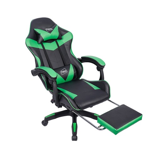 Neo Chair Gaming Office PU Leather Massage Sport Racing Lumbar Headrest Footrest - Picture 26 of 87