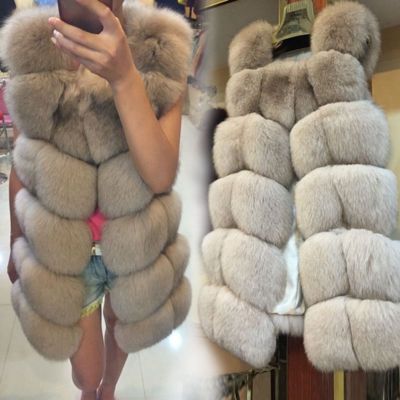 Damen Pelz Weste Echt Fuchs Mantel Ärmellos Echtfell Pelz Vest 2