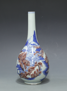 Chinese porcelain blue and white and iron red color vase