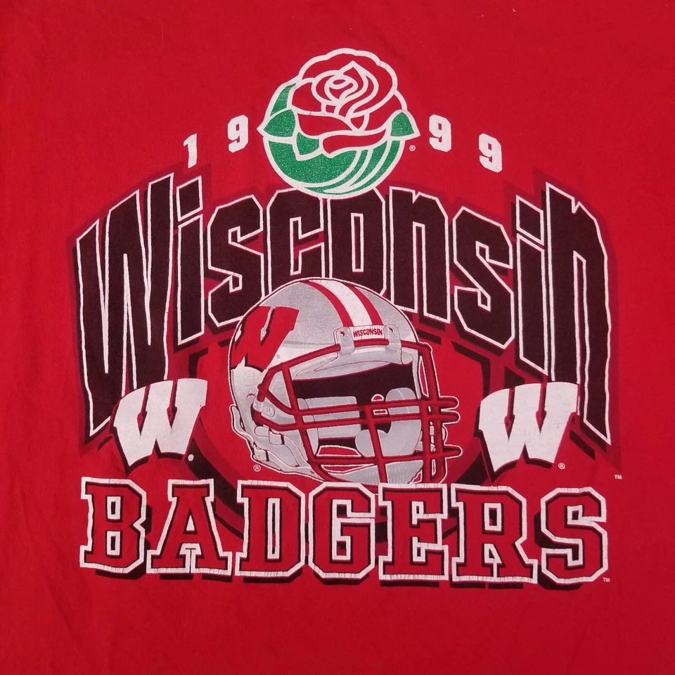 VTG 1999 Rose Bowl T-Shirt Wisconsin Badgers Logo 7 Sz XL See Pics - Image 2 of 4