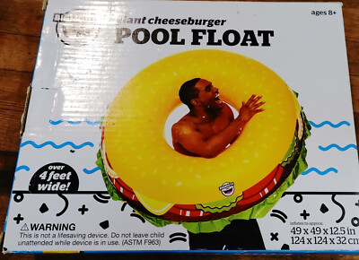 BIG MOUTH GIANT CHEESEBURGER POOL FLOAT 49 X 49 X 12.5 IN