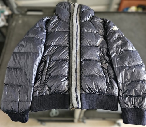 Vtg Y2K Moncler Navy Blue Down Fill Puffer Hooded Jacket Zipper & Button Size 0 - Picture 2 of 23