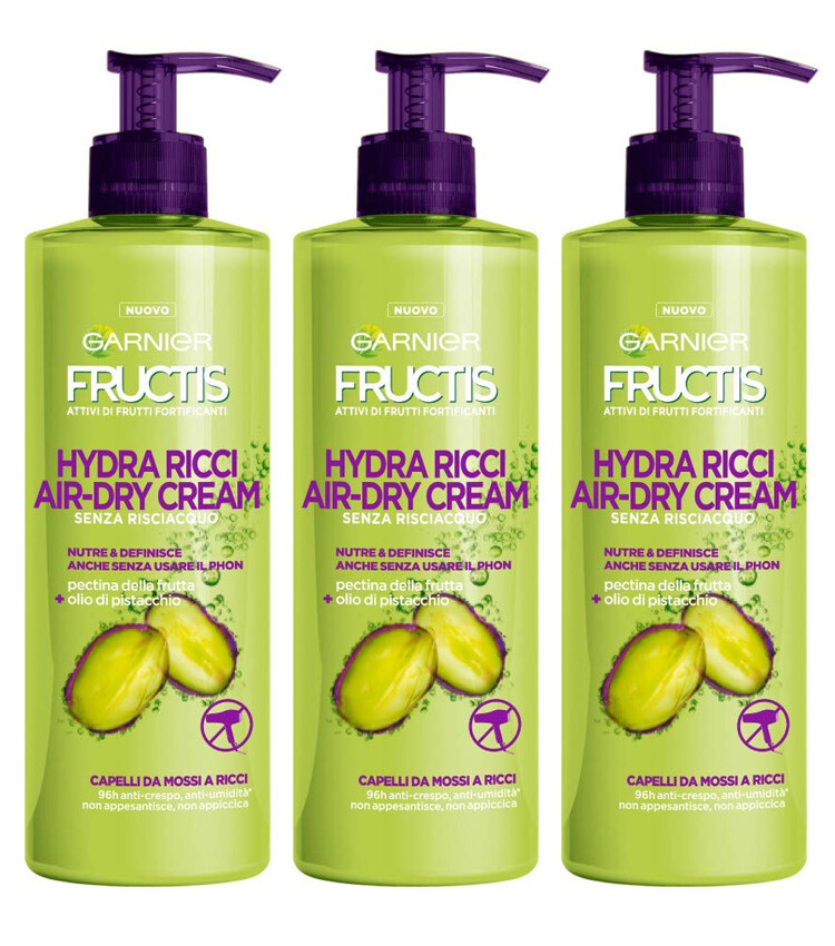 3pz GARNIER FRUCTIS HYDRA RICCI Anticrespo CAPELLI Mossi Ricc NoRisciacquo 400ML