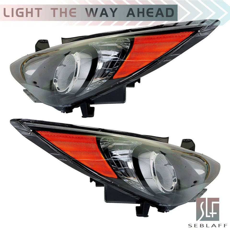For Hyundai Sonata 2011-2014 Projector Headlights Assembly Pair Black Housing - Image 2 of 4