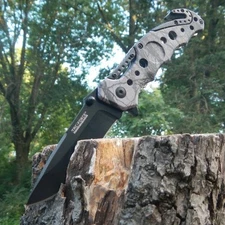 TAC FORCE Spring Assisted Opening GREY CAMO Tactical Rescue Pocket Knife