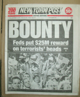 newspaper New York Post September 22 2001  72 page issue