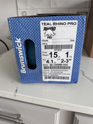 NEW - NIB 15lb Brunswick ''RHINO PRO TEAL'' UNDRILLED