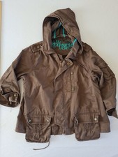 Ladies Jacket Evie Size 12 3/4 Sleeve Zip Front Hood Brown 11370