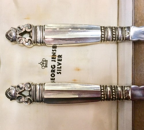 Early (1936)⚜️GEORG JENSEN Cased Silver Acorn/Konge SERVING SET⚜️by J ROHDE 1915 - Picture 3 of 9