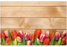 Tischsets Platzsets MOTIV Frühling bunte Tulpen auf Holz 4 Stk. abwaschbar