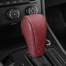Gear Shift Knob Cover PU Leather Car Stick Shift Knob Cover Universal Wine red