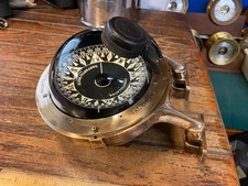 Vintage Danforth Constellation Yoke Mount Compass 5" Card w/Polished Brass Bezel