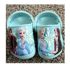 Crocs Disney Frozen II Elsa Anna Blue Graphic Print Clog Unisex Kids US 5