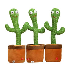 Dancing Cactus Plush Toy USB Rechargeable Singing Talking Mimic LED Light Gift